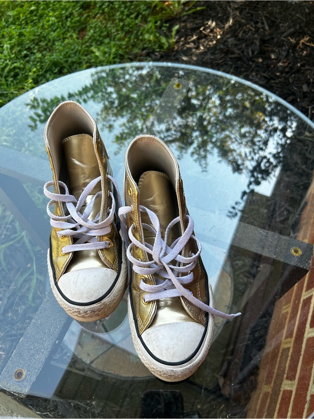 Converse Kids Metallic Gold High-Top Sneakers with White Laces